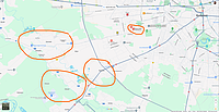 Captură de ecran de pe Google Maps, cu poziția ultimei stații de metrou din zona Prelungirea Ghencea, adică stația Râul Doamnei, și poziția orașelor Domnești, Bragadiru și Clinceni din județul Ilfov, învecinate cu zona Prelungirea Ghencea