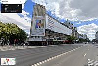 Captură de ecran de pe Google Maps, reprezentând imobilul ARO - Patria din bulevardul Gheorghe Magheru nr. 12-14, București, așa cum arăta el în august 2023 (fotografia este datată august 2023, cf. Google Maps).