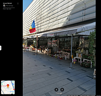 Fotografie de pe Google Maps cu Piața Amzei, zona cu florăriile de vizavi de intrarea principală în clădirea Direcţiei Generale Impozite şi Taxe Locale Sector 1. Fotografie realizată în martie 2023.