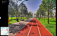 Captură de ecran pentru o imagine preluată de pe Google Maps, cu pista de atletism din Parcul Tudor Arghezi. Imagine din octombrie 2023.