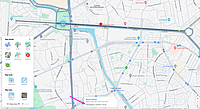 Captură de ecran de pe Google Maps, cu lungimea bulevardului Unirii din București, calculată cu Google Maps Measure ca fiind 2,8 km.