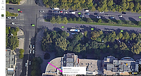 Captură de ecran de pe Google Maps, cu bulevardul Unirii din București, segmentul dintre intersecția cu strada Lucian Blaga și Piața Alba Iulia. În imagine se observă că lățimea unui sens carosabil a fost calculată de Google Maps Measure ca fiind aproximativ 9,4 m.