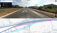 Captură de ecran de pe Google Maps, reprezentând o imagine cu pasajul suprateran de la intersecția Drumul între Tarlale cu bulevardul Theodor Pallady, din București. Imaginea este realizată cum ieși din București, de pe bulevardul Theodor Pallady spre A2. Imagine din septembrie 2023.