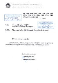 Document PDF publicat de Ministerul Justiției, pe 26 februarie 2024, care reprezintă răspunsul la cele 5 întrebări formulate de deputatul Andrei Răzvan Lupu, pe tema cetățenilor moldoveni și ucrainieni care au dobândit și cetățenie română, după anul 1991.