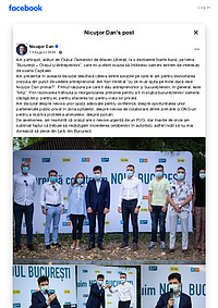 Postarea lui Nicușor Dan de pe contul său oficial de Facebook, din data de 14 august 2020, în care a reamintit că a promis că va reface PUG-ul Bucureștiului.